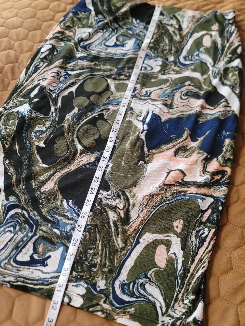 Rachel Comey Marble-Print Midi Skirt in Olive, Navy & Pink